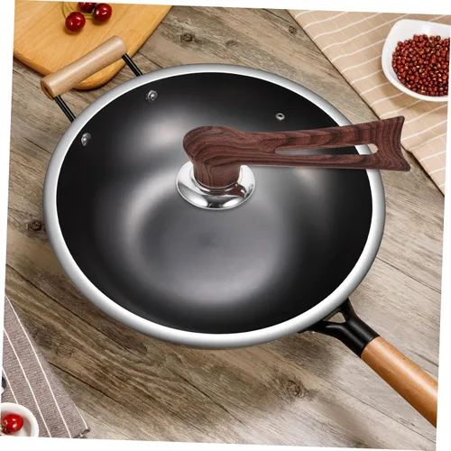 Miniatura 2 de SHOWERORO Mango universal de repuesto para tapa de olla con acabado de grano de madera, agarre ergonómico que se adapta a varios accesorios