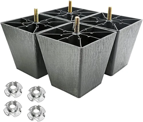 Miniatura 10 de Murtenze 4 patas de plástico para sofá de 2 pulgadas, patas de repuesto negras para sofá, patas redondas para muebles con pernos M8 para sofá