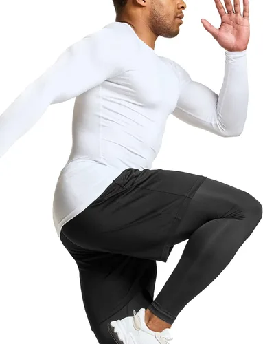 Miniatura 7 de TSLA - Paquete de 1 o 3 camisas de compresión de manga larga FPU 50+ para hombre, camisa de entrenamiento atlético, protector de erupción