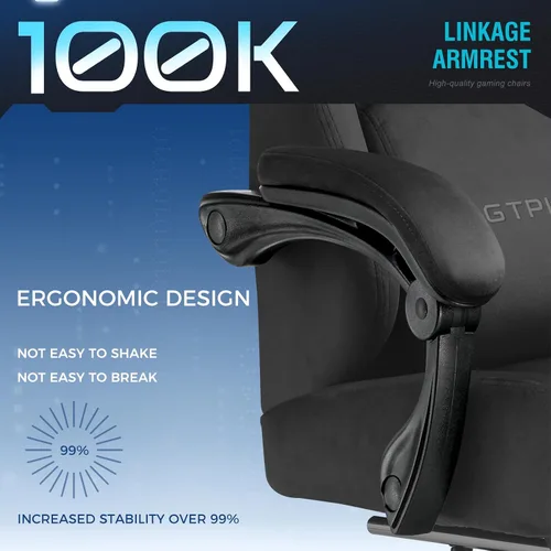 Miniatura 6 de GTPLAYER Silla de juegos grande y alta de tela con cojín de resorte de bolsillo, silla ergonómica de computadora de respaldo alto con reposapiés