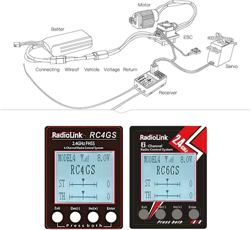 Miniatura 2 de Radiolink R6FG - Receptor RC de 6 canales de 2.4 GHz con giroscopio, control de largo alcance de tierra RX para vehículos a