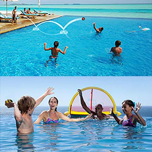 Miniatura 7 de Pelota rebotadora de agua, paquete de 2 pelotas para aliviar el estrés para nadar, playa y actividades al aire libre (amarillo + verde, 2.2 in)