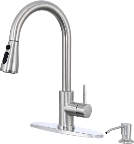Miniatura 10 de VCCUCINE Grifo de Cocina con Rociador Desplegable, Grifo de Níquel Cepillado para Fregadero de Cocina, Grifo de Fregadero de Cocina RV de Acero