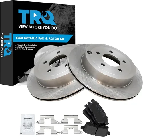 Miniatura 56 de TRQ Juego de pastillas de freno semimetálicas traseras y rotores compatibles con Chevrolet Trailblazer 02-06 Trailblazer EXT 04-06 SSR 02-07 GMC