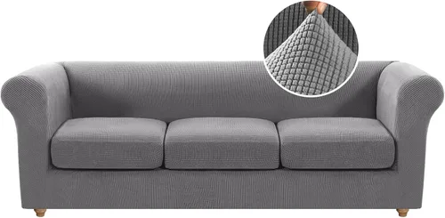 Miniatura 17 de Funda para silla Chesterfield de 2 piezas para sofá de 1 cojín, fundas para silla de brazo alto, 1 asiento, alta elasticidad, lavable, protector