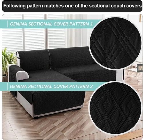 Miniatura 7 de Genina Fundas de Sofá Seccional para Perros Fundas de Sofá en Forma de L Funda de Chaise Lounge Funda de Sofá Reversible Protector de Muebles Beige