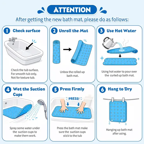 Miniatura 9 de XIYUNTE Alfombra de Baño para Bebé para Bañera Antideslizante Alfombra de Baño para Niños - 40''x16'' Extra Larga Alfombra de Bañera para Bebé