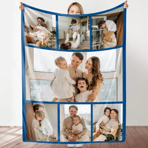 Miniatura 26 de Manta de fotos personalizada con collage para él y ella, manta personalizada, regalos para novia, cumpleaños, boda, aniversario, fabricada