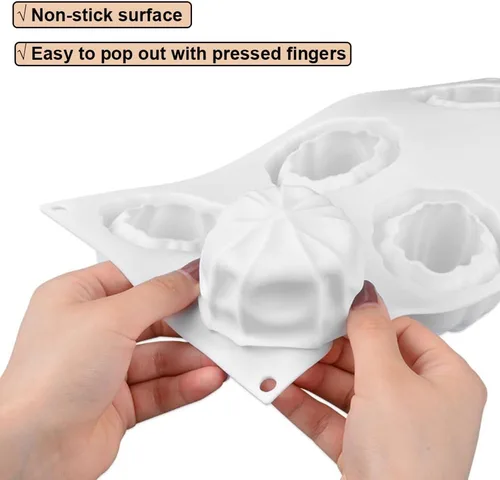 Miniatura 3 de EchoDone Molde de silicona para calabaza, 6 cavidades, molde para hornear cupcakes, bandeja de mousse, moldes para decoración de pasteles de cocina