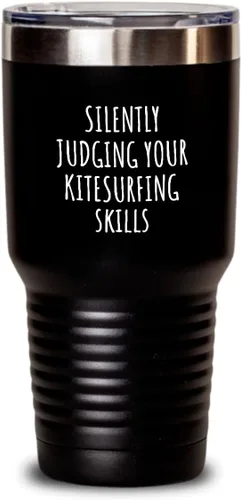 Miniatura 7 de Silently Judging Your Kitesurfing Skills Tumbler Funny Gift Idea For Hobby Lover Fan Quote Gag Joke Insulated Cup With Lid Black 20 Oz