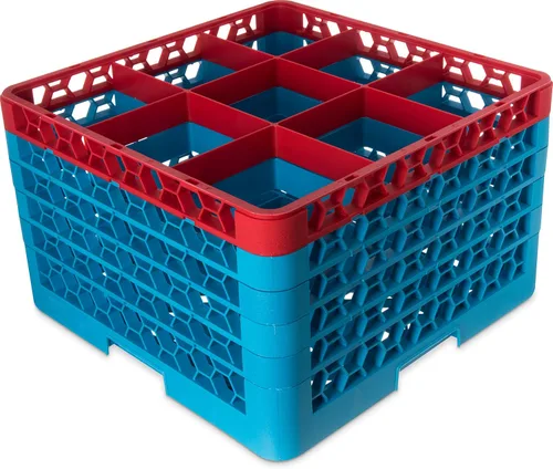 Miniatura 75 de Carlisle FoodService Products RG9-214 OptiClean Estante de vidrio con 9 compartimentos con 2 extensores, 7.12 pulgadas, polipropileno, azul