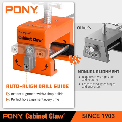 Miniatura 5 de PONY Paquete de 2 abrazaderas para gabinete, 8510 Cabinet Claw, abrazaderas de marco frontal para instalar gabinetes, límite de carga 440 libras