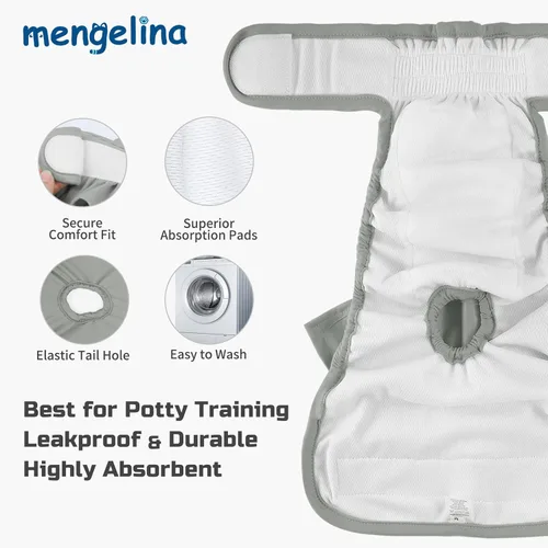 Miniatura 5 de Pañales Reutilizables para Perras Hembras Paquete de 3 Pañales Lavables Altamente Absorbentes para Perras, Pañales Flexibles para Perras, A Prueba