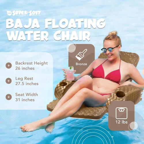 Miniatura 2 de TRC Recreation Folding Baja Chair Foam Swimming Pool Float, Portable Super Soft Floating Lounger with 2 Cup Holders for Beach Essentials