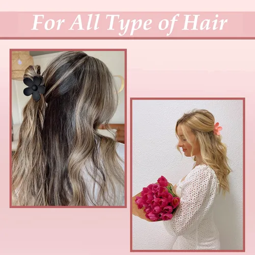 Miniatura 6 de Juego de 9 pinzas para el cabello mate: pinzas de metal antideslizantes grandes para cabello grueso y fino, 9 estilos con fuerte sujeción