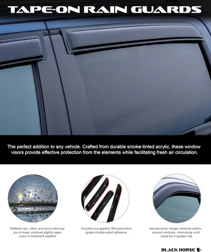 Miniatura 3 de Black Horse Off Road BHOR - Protectores de lluvia y deflectores de viento compatibles con Nissan Titan XD Crew Cab 2016-2023 Nissan Titan Crew Cab