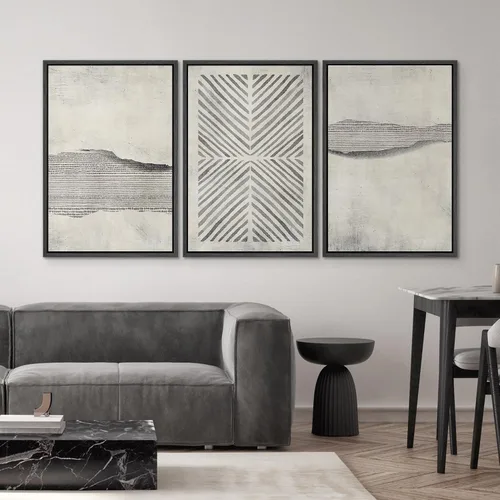 Miniatura 19 de SIGNWIN Lienzo enmarcado para pared, arte con pinceladas de flujo neutro en tonos beige abstractos, ilustraciones, arte moderno, decorativo