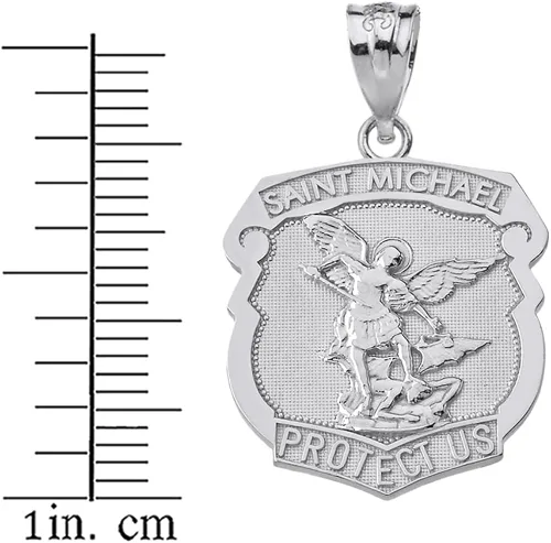 Miniatura 2 de 925de plata de ley Saint Michael proteger Nosotros medalla colgante en forma de escudo