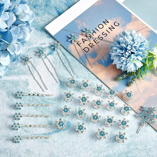 Miniatura 4 de 30 pinzas para el cabello con forma de copo de nieve para mujer, con cristales en espiral, accesorios para el cabello, con diamantes de imitación