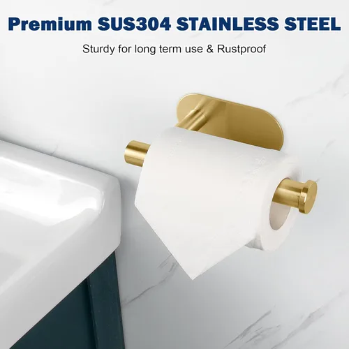 Miniatura 2 de NearMoon Soporte de papel higiénico autoadhesivo, Premium SUS304 de acero inoxidable engrosado, resistente a la oxidación, sin necesidad de taladrar