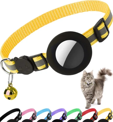 Miniatura 8 de Collar de Gato Airtag Separable, Collar Reflectante para Gatito con Soporte para Apple Air Tag y Campana para Gatos Niña y Niño, 0.4 Pulgadas