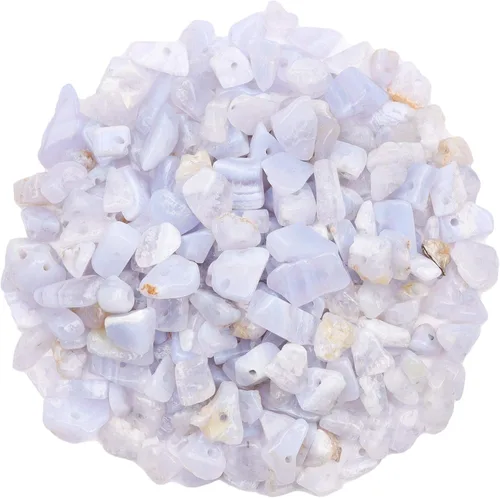 Miniatura 16 de 500 piezas Cuentas de piedra de chip natural, Alabastro 5-8 mm Piedras preciosas irregulares curativas de cristal sueltas con agujero perforado