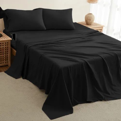 Miniatura 10 de DREAMCARE Juego de sábanas tamaño Queen – 4 piezas de sábanas de enfriamiento – hasta 21” Sábanas de bolsillo extra profundo tamaño Queen – Sábanas