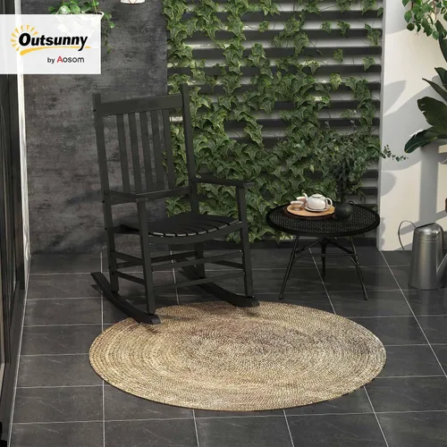 Miniatura 2 de Outsunny Mecedora para exteriores, mecedora de madera para patio con reposabrazos suaves, respaldo alto para jardín, balcón, porche, soporta hasta