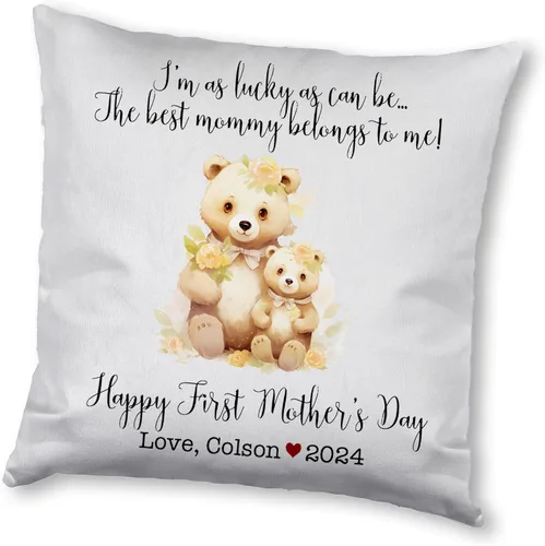 Miniatura 8 de Mother's Day Bear, First Mother's Day Custom Pillowcase, Personalized Mother's Day Pillowcase, Gift for Mom, Home Decor