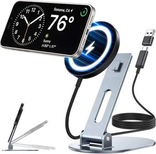 Soporte de cargador inalámbrico magnético para cargador Mag-Safe, soporte de carga inalámbrico plegable hecho para iPhone 17/17 Pro
