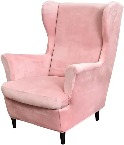 Miniatura 17 de Fundas elásticas para silla de ala, 2 piezas, fundas elásticas de terciopelo suave con parte inferior elástica para sala de estar y dormitorio Beige