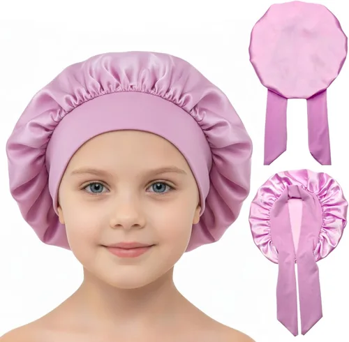 Miniatura 16 de Gorros de satén para niñas para niñas, gorro de satén para dormir, gorro de noche de seda