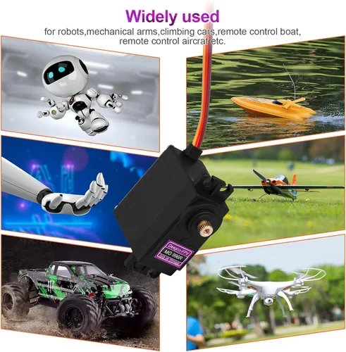 Miniatura 5 de Paquete de 6 motores servo digitales de par de engranajes metálicos MG996R 55g para helicóptero RC, auto, barco, robot de Futaba JR