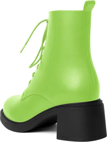 Miniatura 125 de ROSERWISH Botas altas de tacón bajo y grueso para mujer, con cordones, cómodas, modernas, con puntera redonda, de 2.5 pulgadas