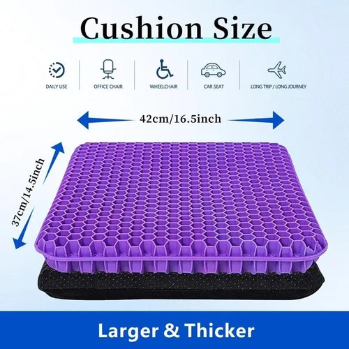 Miniatura 2 de Cojín ergonómico ajustable para asiento de gel con soporte suave y transpirable para ciática y dolor de espalda, perfecto para sillas de oficina