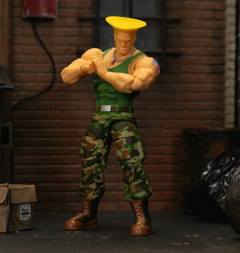 Miniatura 6 de Jada Toys Street Fighter II Guile Figura de acción a escala 1:12, 6 pulgadas de alto, cabezas intercambiables, manos y accesorios