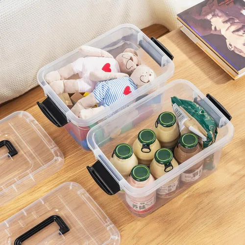 Miniatura 6 de Cetomo Paquete de 12 cajas de almacenamiento de 6 pulgadas de largo x 12 unidades, con tapas y asa para organización del hogar, dormitorio, oficina