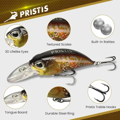 Miniatura 2 de Pristis Lifelike Fishing Plugs for Bass Muskie Walleye, Slow Sinking Swimbaits for Saltwater Freshwater, Shallow Deep Diving Crank Hard Baits Lure