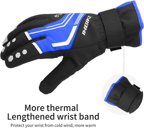 Miniatura 7 de INBIKE Guantes de ciclismo para hombres invierno a prueba de viento reflexivo almohadillas de gel térmico pantalla táctil