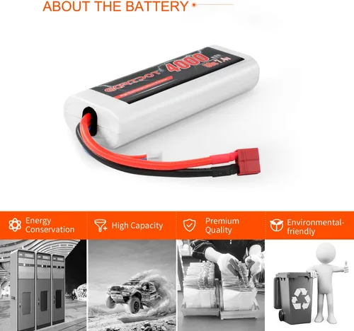 Miniatura 5 de 2S 4000mAh 7.4V 50C RC LiPo Batería Hardcase con T Plug para Tamiya TT01 TT02 RC Vehículos Camión Losi Slash Buggy Racing Hobby (paquete de 2)