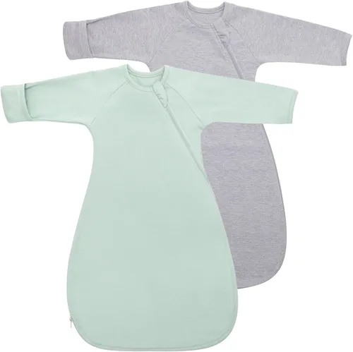 Miniatura 9 de Saco de dormir de algodón orgánico para recién nacido, saco de dormir de transición para bebé, mangas arriba, puños de manopla, paquete de 2