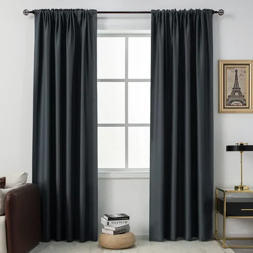 Miniatura 74 de DUALIFE Cortinas opacas de 45 pulgadas de largo, 2 paneles para ventanas pequeñas de dormitorio, aislamiento térmico, bolsillo para barra, cortinas