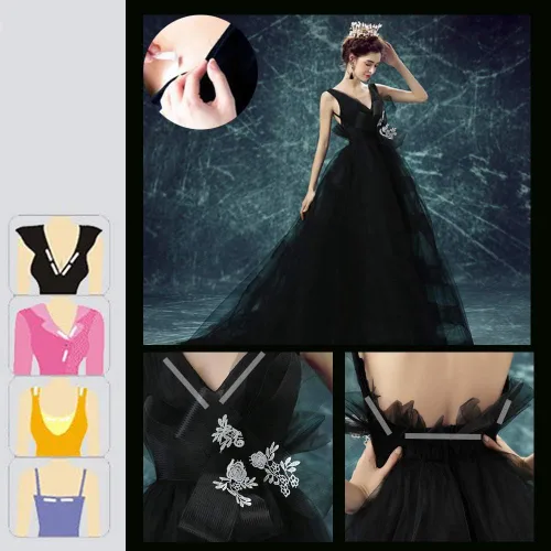 Miniatura 6 de Cinta para el cuerpo del pecho, tela transparente, cinta fuerte de doble cara para ropa, vestido, brasier, piel, bikini (16 pies)