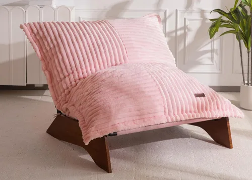 Miniatura 13 de MAXYOYO Silla ajustable para sala de estar, puf convertible y sillón reclinable con marco, cojín extraíble, tela de burbujas, suave tapizado