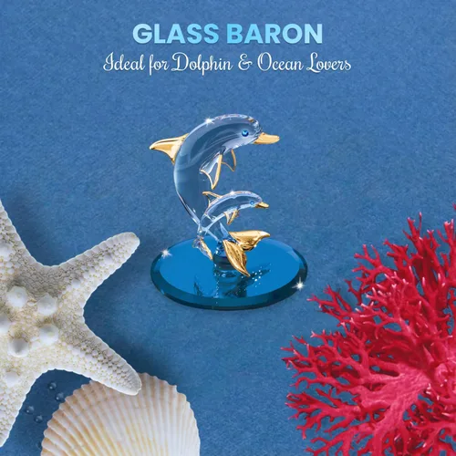 Miniatura 6 de Figura de cristal de delfín y bebé
