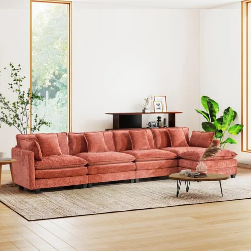 Miniatura 26 de Sofá seccional modular convertible de 76.7", sofás de dos plazas de chenilla con asiento profundo y cojines tipo loveseat para sala de estar, Beige