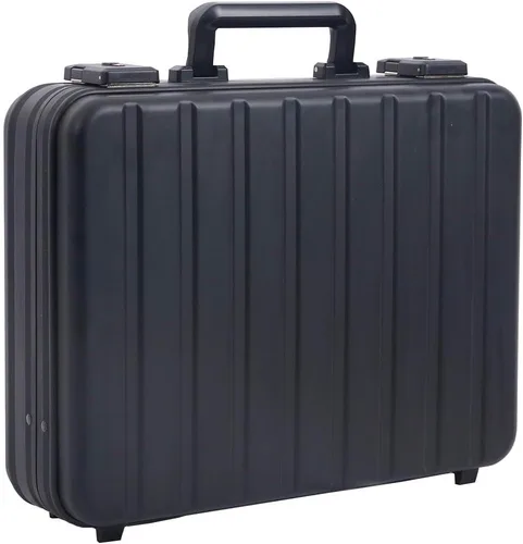 Maletín de dinero de aluminio negro para efectivo cajas de metal para hombres negocios Attache caso rígido doble combinación cerraduras con espuma