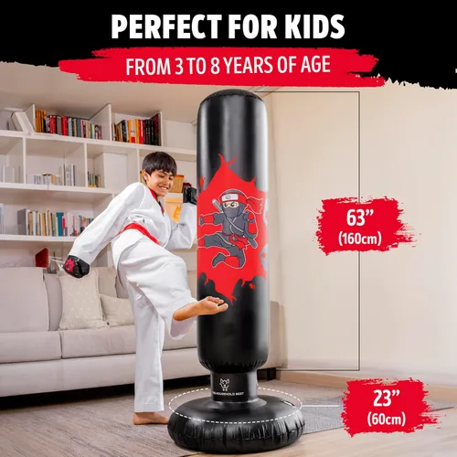 Miniatura 7 de THB Punching Bag for Kids - Inflatable Punching Bag with Boxing Gloves for Kids Age 3-8, 63” Ninja Boxing Bag with Electric Air Pump to Practice