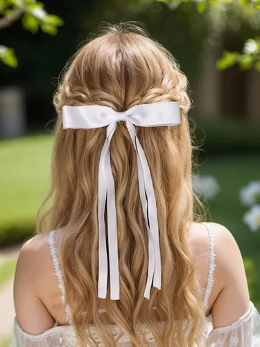 Miniatura 3 de LFOUVRE 4 pinzas para el cabello para mujer, lazo con borla y cola larga, clip para niña, accesorios sólidos, pasadores y lazo de garra