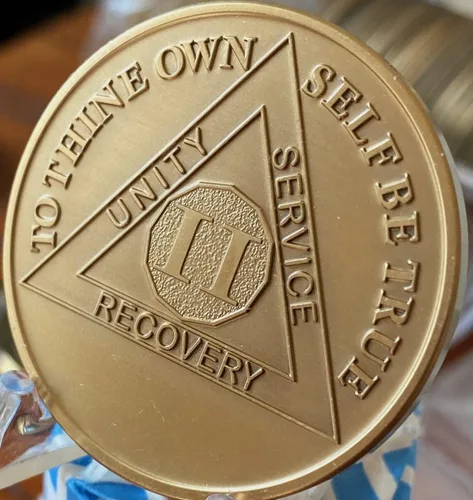 Miniatura 4 de Medallón AA de 2 años Grande 1.5 pulgadas Heavy Premium Bronze Sobriety Chip